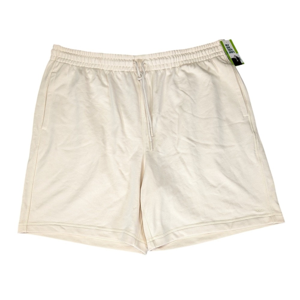 DSG Mens French Terry Athletic Shorts Cream Off-White Size 2XL NWT 8 Inseam